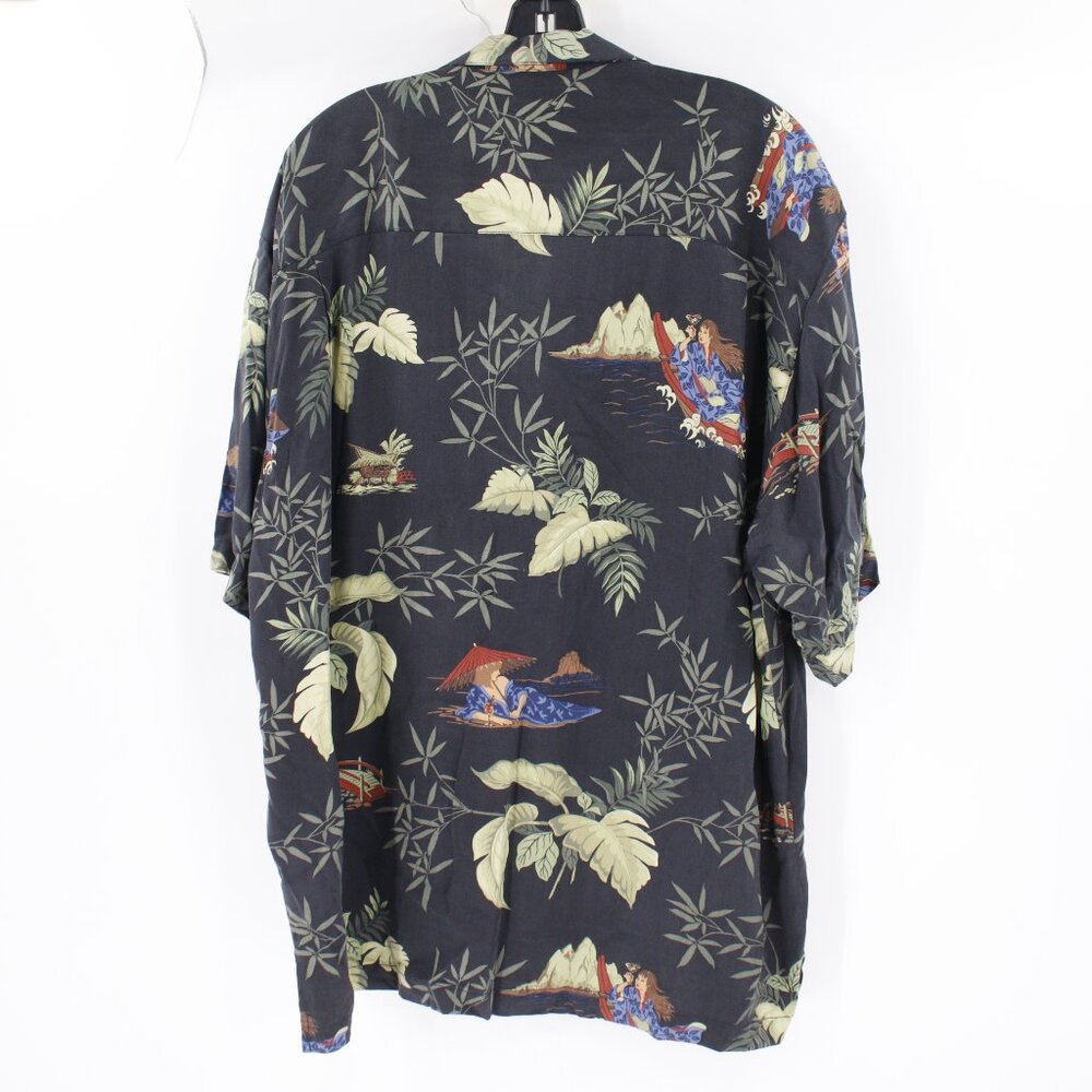 Tommy bahama hawaiian Shirt Men's XL Tropical Geisha Girls japanese hula Silk